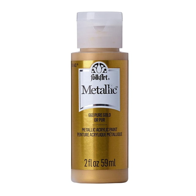 Folkart Metallic Acrylic Paint Pure Gold, 2 fl oz