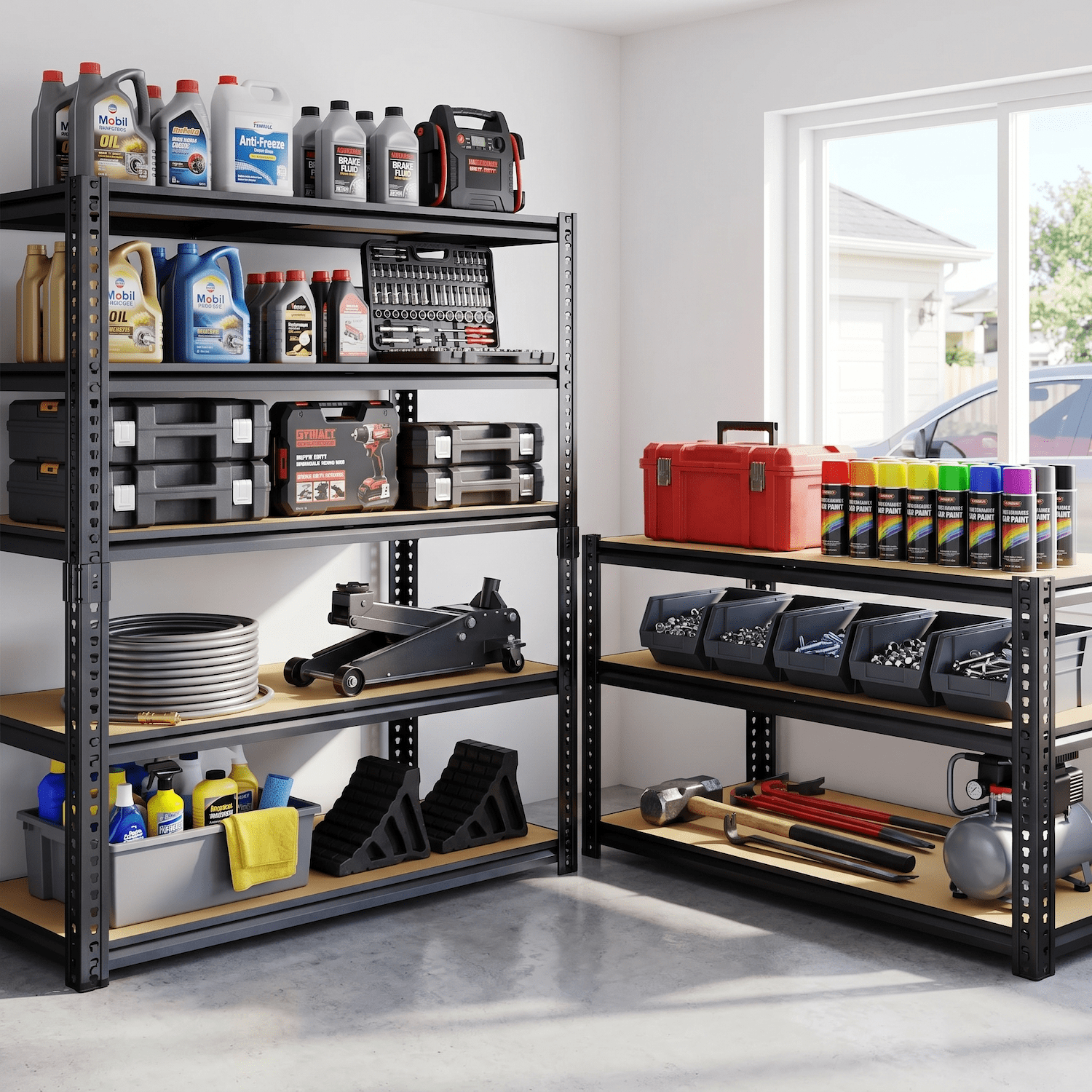Xiweot 2000LBS Heavy Duty Garage Storage Shelves, 60" H Metal Adjustable Shelves, 5-Tier Freestanding Shelving Units Industrial Shelving for Warehouse Basement Pantry, Easy Assembly