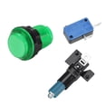 thumbnail image 3 of Botón de empuje para juegos 33.5mm redondo interruptor iluminado LED 12V con microswitch verde 1 pieza, 3 of 5