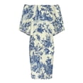 thumbnail image 4 of Blue Willow Chinoiserie Blue And White Women's Off The Shoulder Ruffles Summer Wedding Guest Loose Casual Party Beach Dress, 4 of 9