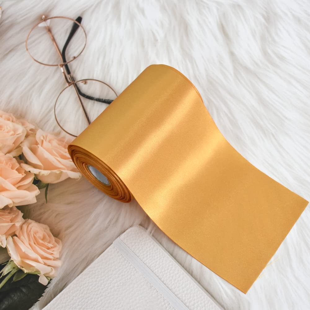NANAHuang 4 Inch x 22Yards Wide Red Satin Ribbon Solid Fabric Large Ribbon for Cutting Ceremony Kit Grand Opening Chair Sash Table Hair Car Bows Sewing Craft Gift Wrapping Wedding Party Decoration