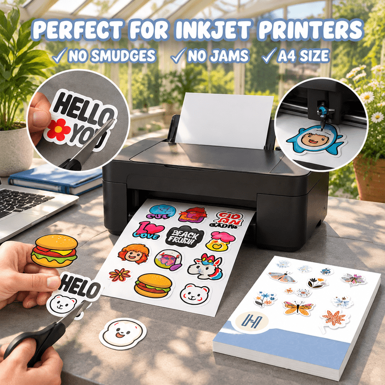 Food Label Sticker Options Matte 25 Sheets Printable Vinyl Sticker Paper for Inkjet Printer, Self ...