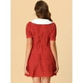 thumbnail image 2 of INSPIRE CHIC Robe-Chemise Courte à Manches Courtes pour Femmes, Coupe Évasée, Col Contrastant, 2 of 5