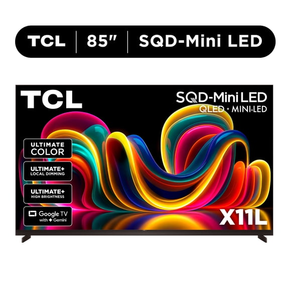 TCL 85” Class X11L Series QLED SQD-Mini LED Smart Google TV (NEW 2026) - Deep Color System with Super QLED, Up to LD20000 Precise Dimming Series, Up to HDR10000 Peak Nits, UltraThin Depth - 85X11L