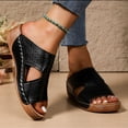 thumbnail image 5 of Wide Width Wedge Sandals for Women Orthopedic Peep Toe Hollow Slip On Slides Ladies Low Heel Comfy Cushioned Footbed Arch Support Slides Recovery Mules Casual Shoes for Outdoor Indoor Daily Wear, 5 of 6