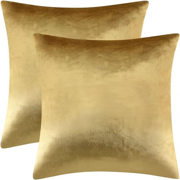 ARLAJO Gold Velvet Decorative Throw Pillow Covers,18x18 Pillow Covers for Couch Sofa Bed 2 Pack Soft Cushion Covers