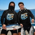 thumbnail image 7 of SEANATIVE Men's Fishing Rash Guard, Sun Protection Long Sleeve Fishing Shirt Pullover with Mesh Face Mask Sun Protective Shirt Summer Outfits for Outdoor, S, Shark Black, 7 of 7