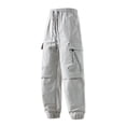 thumbnail image 2 of WIZUTIZ Men's Nylon Cargo Jogger Pants with Zipper Large Pocket Solid Color Elastic Drawstring Waist Outdoor Trousers, 2 of 6