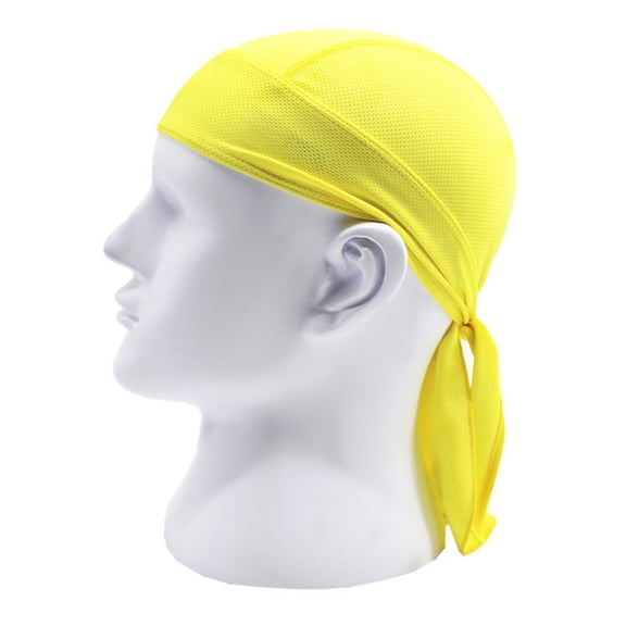 Sweat Wicking Beanie Cap Hat Skull Cap Pirate Hat Bandana Head Wrap for Men and Women Yellow One Size