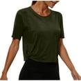 thumbnail image 2 of Aboser Workout Tops for Women Short Sleeve Athletic Tees Gym Running Cropped Top Moisture Wicking Sports Shirts Casual Crewneck Yoga Shirt, 2 of 7