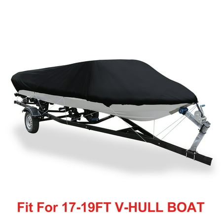 Ski Water Proof Spray Multi Size V-Hull 210-Denier Waterproof Boat Cover Trailerable Fishing Ski Boats Runabout Covers Black ()