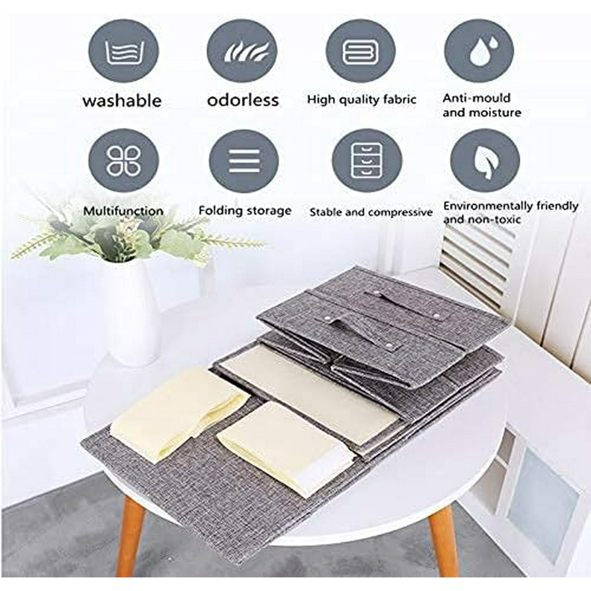 3PCS Bac De Rangement Tissé, 40 X 27 X 16.5 Cm Avec Fenêtre Transparente, Pour Armoire, Vêtements, Livres, Cosmétiques(Beige) - Maison