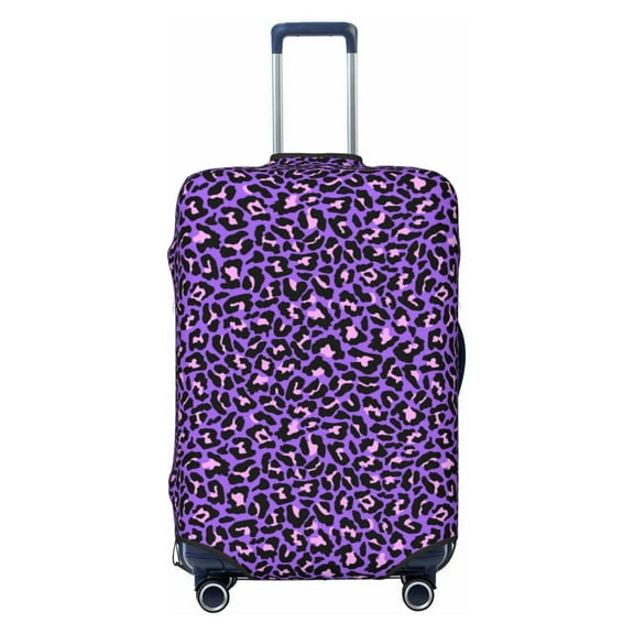 Kdxio Purple Leopard Pattern Luggage Cover for Travel,Elastic and Durable,Fits 18-32 Inch,Anti-Scratch Suitcase Protector-No luggage included