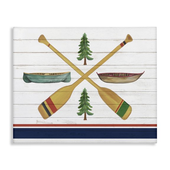 Stupell Industries Rustic Lodge Crossed Oars and Boats Canvas Art, 20 x 16, by Kim Allen