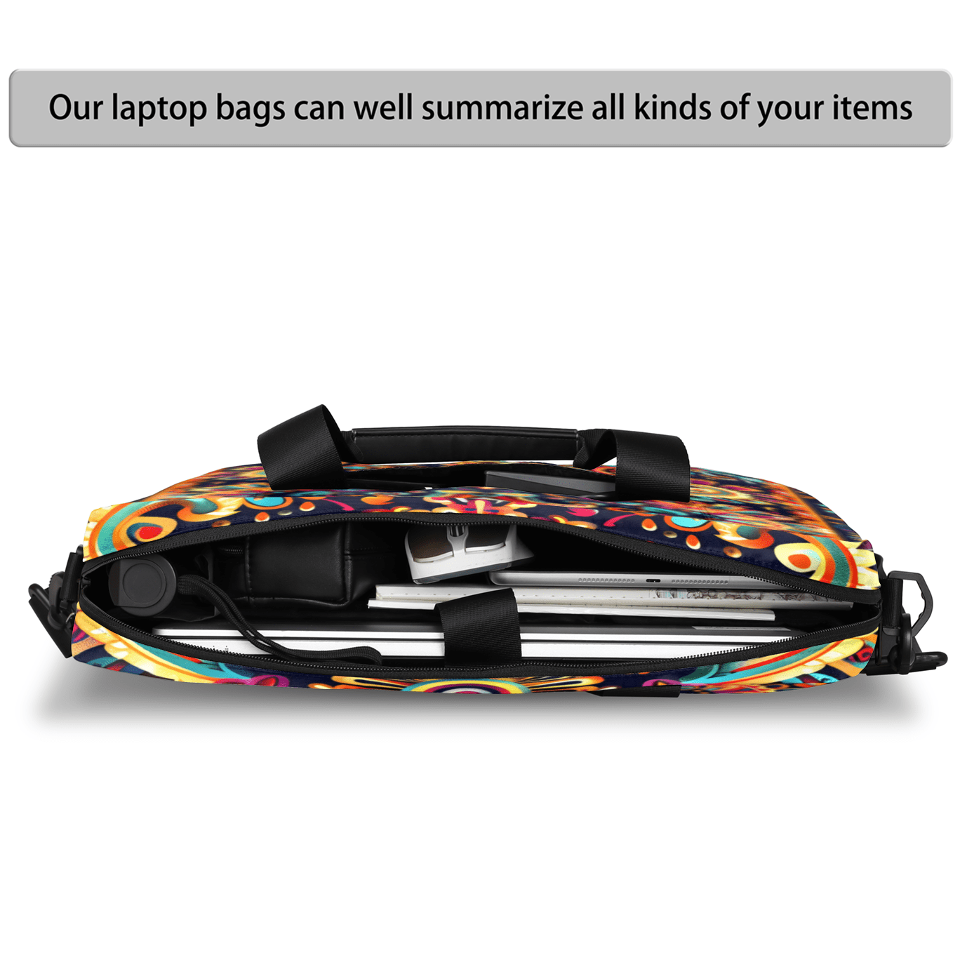 Herdesigns Mexica Flower Floral Laptop Bag for Women Men, Computer Case Briefcase Messenger Bags, 15-15.6 inch Laptop Sleeve Shoulder Bag
