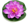 thumbnail image 3 of Paquete de 7 flores de loto de espuma flotante artificiales, plantas de estanque de lirio de agua, decoración de jardín para el hogar, 4 "de diámetro, 3 of 5