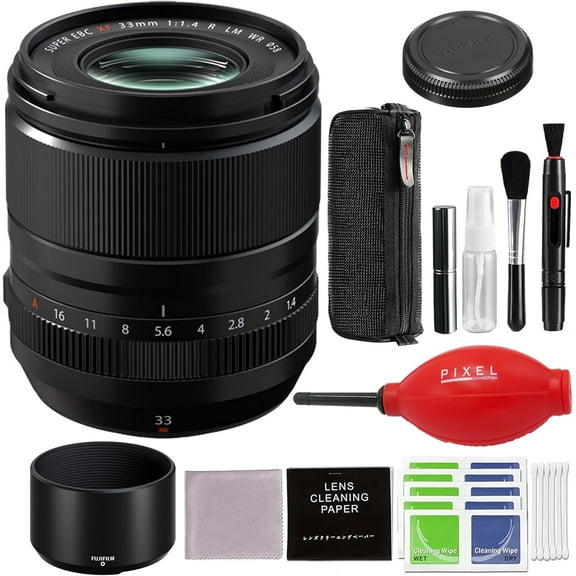 Fujifilm XF 33mm f/1.4 R LM WR Lens with Pixel Advanced Accessories | USA Authorized with Fujifilm Warranty | Fuji 33mm