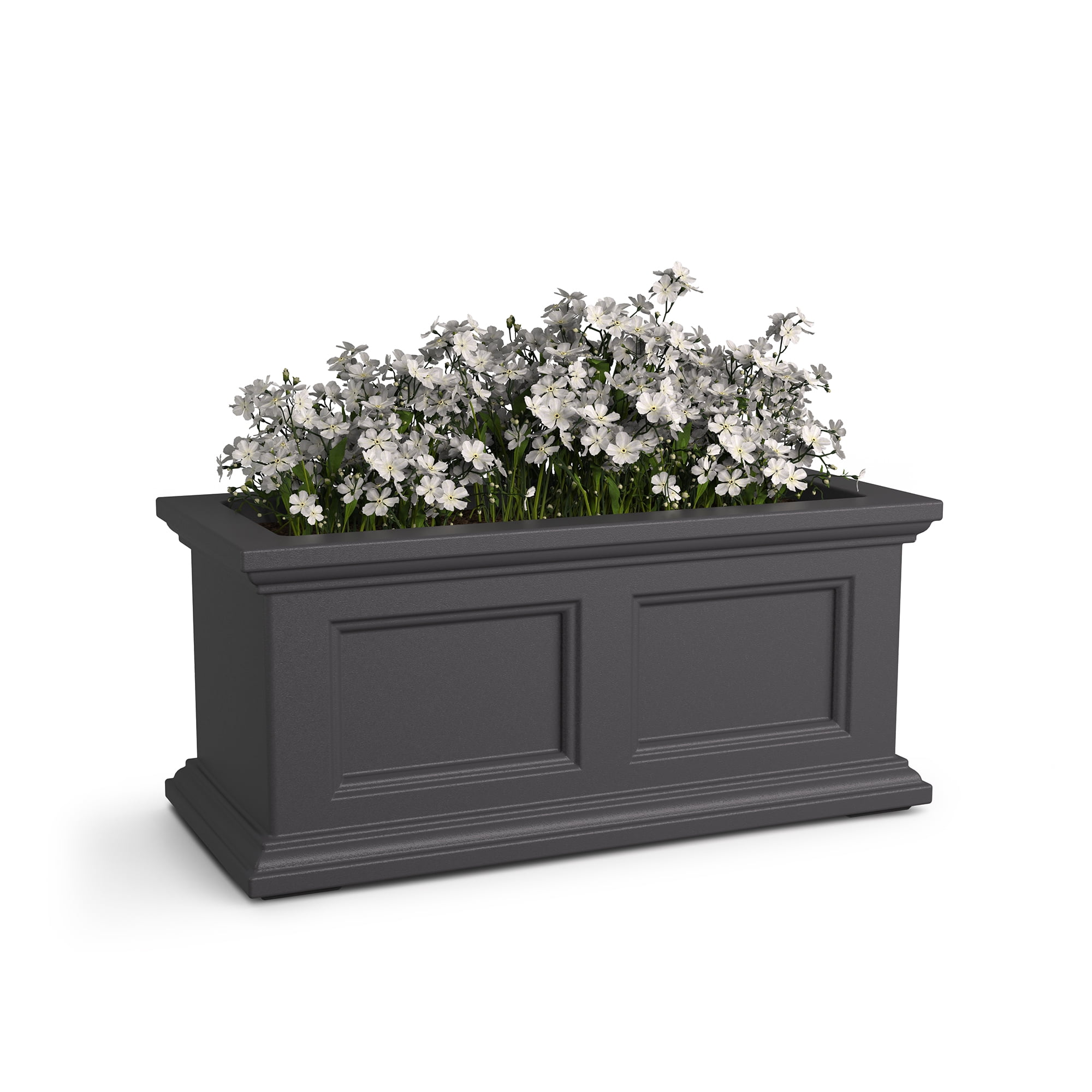 Mayne Fairfield 24" x 11" x 11" Rectangular Graphite Gray Self Watering Plastic Window Box Planter