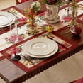 thumbnail image 2 of Christmas Placemats Set of 4, 12 x 18 Inch, Printed Xmas Poinsettia Bell Satin Table Mats, Seasonal Red Flower Winter Holiday Table Decorations for Kitchen, Dining, Party Decor, 2 of 6
