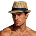 thumbnail image 4 of TFEOQRY Men's Straw Panama Hat UV Protection Wide Brim Breathable Sun Hat for Summer Beach Outdoor Activities, 4 of 4