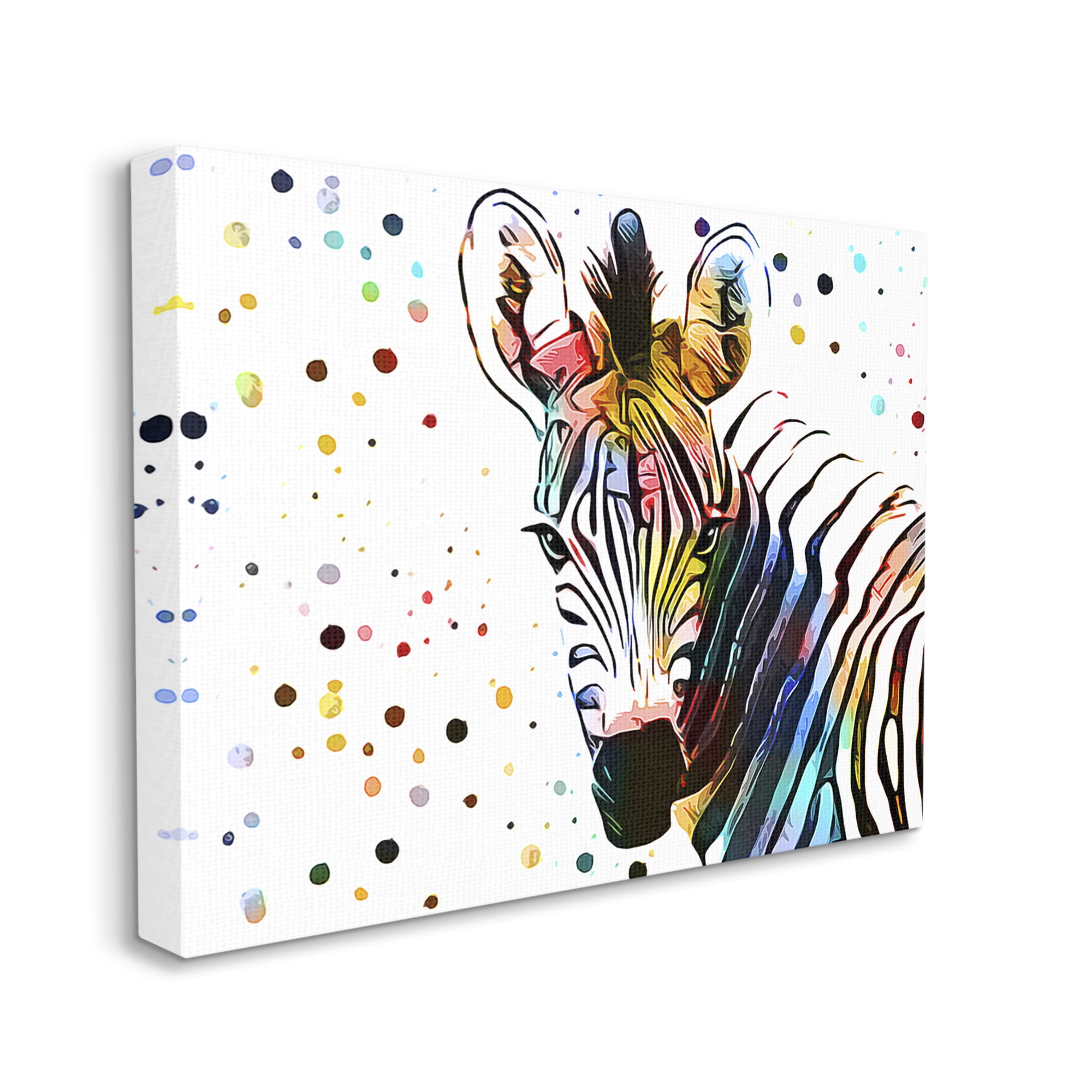Stupell Industries Abstract Zebra Portrait Vibrant Modern Polka Dot Pattern, 48 x 36,Design by Ashley Aldridge