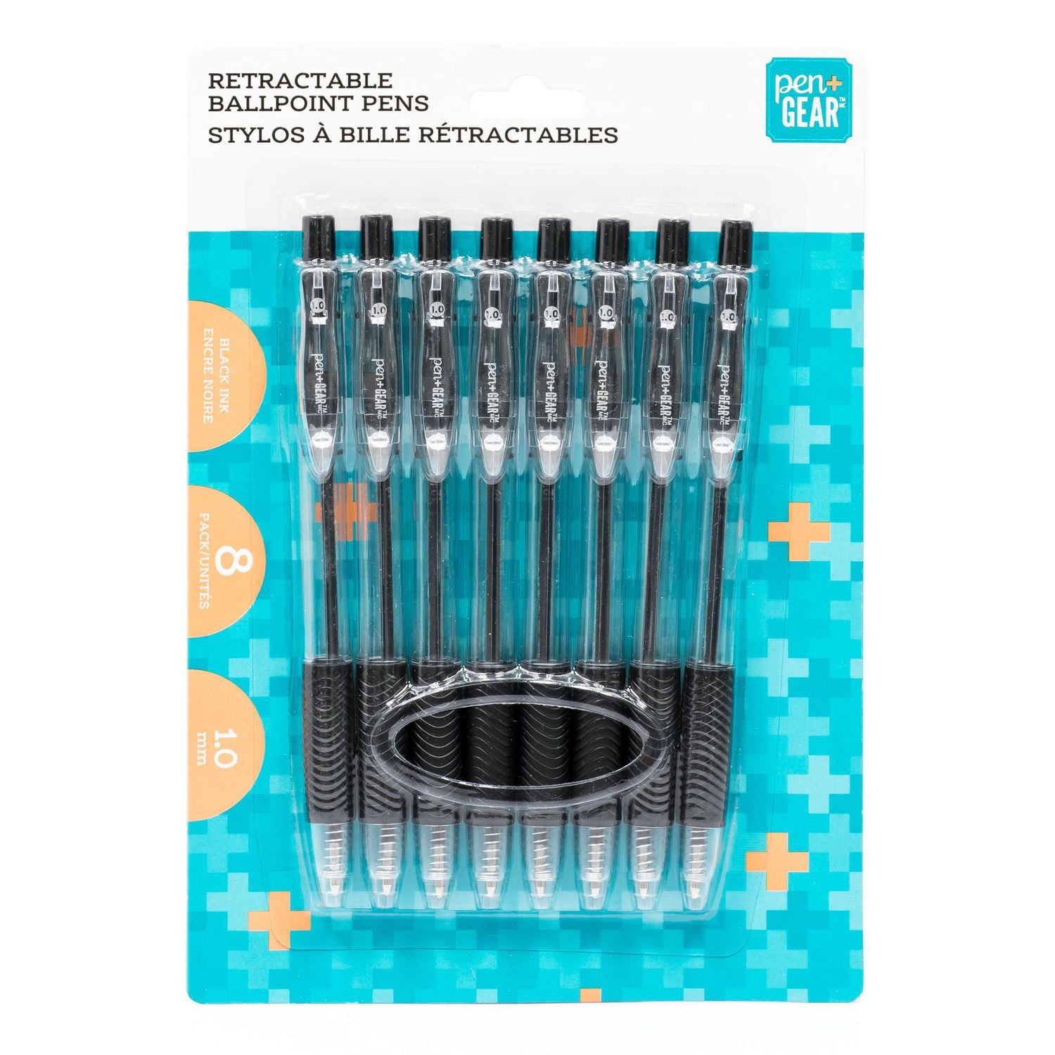 Retractable 1.0 mm Black Ink Ballpoint Pens