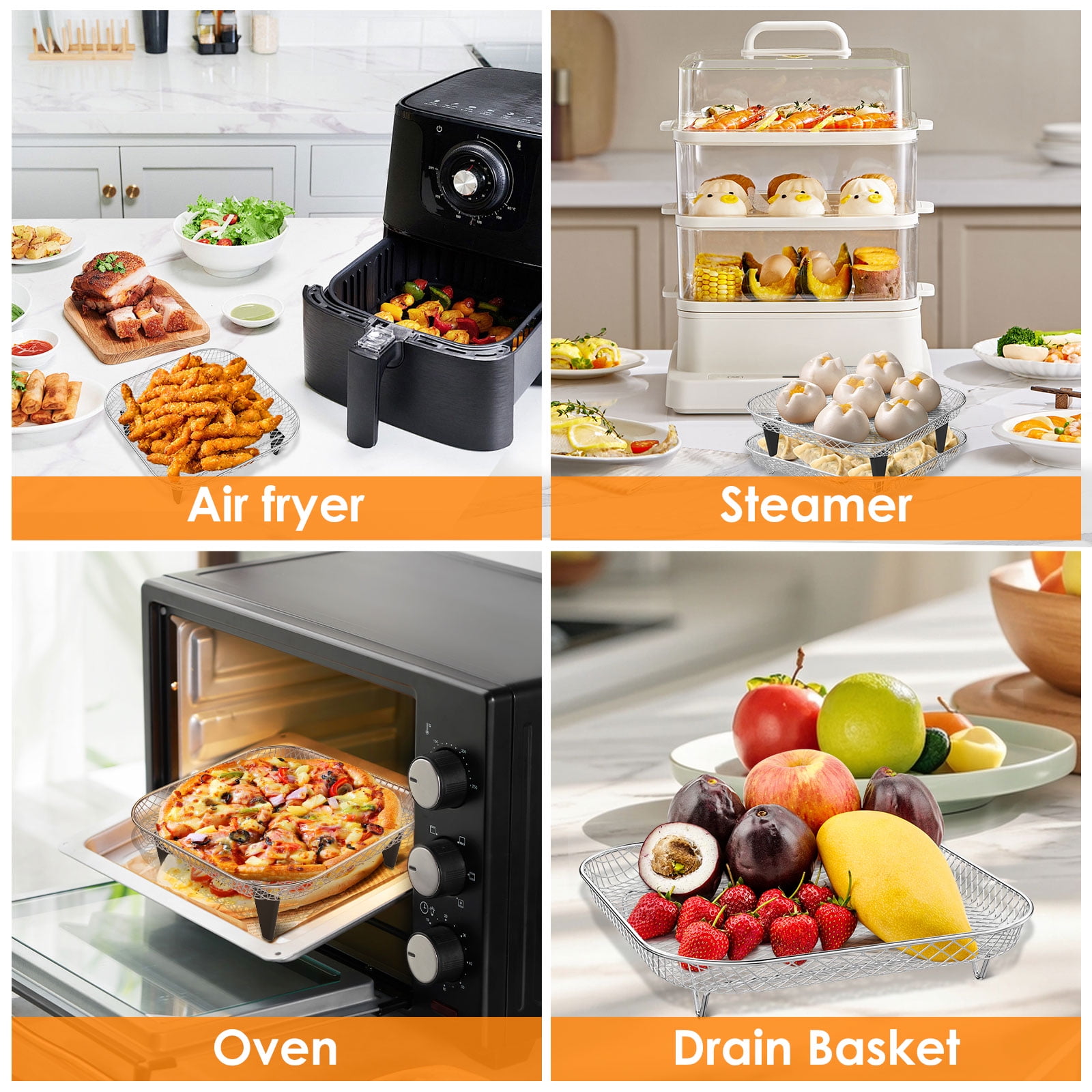 Xiyztok Air Fryer Racks, Stackable Design, Stainless Steel