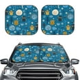 thumbnail image 2 of Haiem Cute Colorful Owls And Trees Windshield Sun Shade: Universal Foldable 2-Piece Car Front Window Sunshade - Blocks Uv Rays, And Reduces Heat,Essential Car Accessory Small, 2 of 7