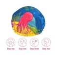 thumbnail image 5 of Kdxio Submarine And Landscape Print Shower Cap for Women,Elastic and Reusable,Double Waterproof Layers Bathing Hat, 5 of 6