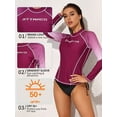 thumbnail image 4 of Women's Gradient Long Sleeve Rash Guard Sun Protection UPF 50+ Swimsuit Shirt Tops, 4 of 6