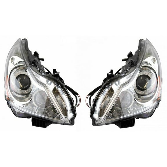Headlight Assembly Set 2 Piece - Compatible with 2010 - 2013 INFINITI G37 Sedan 2011 2012