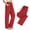 Red women wide leg pants with pockets a1, variant on Cagogo Women Wide Leg Elastic Waist Pants with Pockets Casual Loose Long Trousers Flowy Beach Work Lounge Travel Summer Clothes, Light Blue L