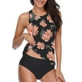 thumbnail image 2 of WREESH Women Conservative Print Strappy Back Tankini Set Two Piece Swimsuits Swimdress, 2 of 4