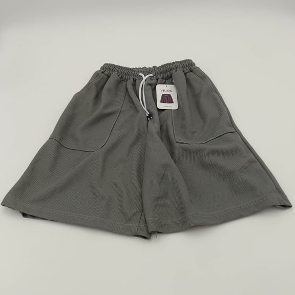 VIUOK Sweat shorts Gray Polyester Sweat Shorts, Drawstring Waist, Size L