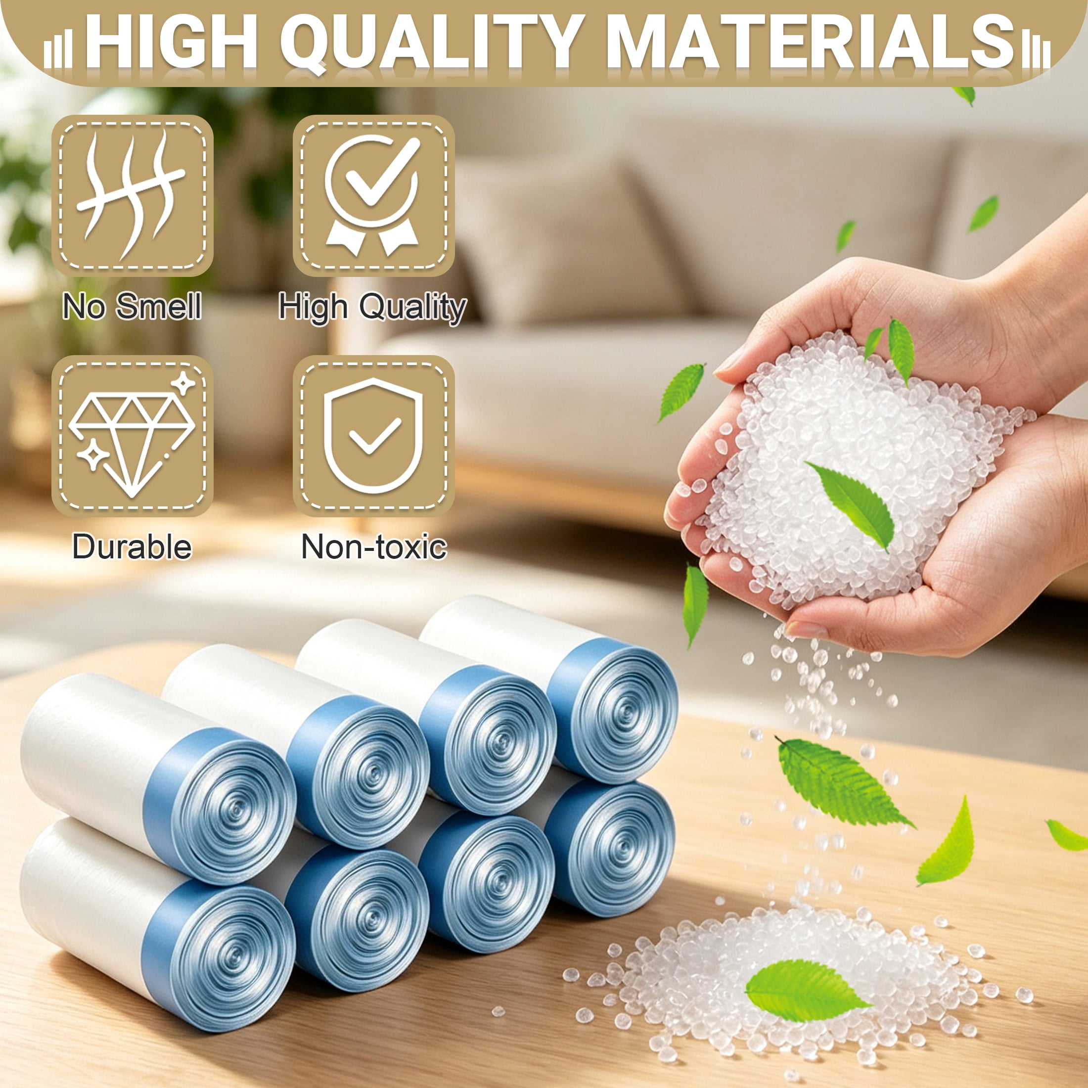 4 Gallon Drawstring Trash Bags, 160 Count Small Plastic Garbage Bags, Leak Proof Thick Disposable Trash Liners for Bathroom Kitchen Office Bedroom