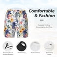 thumbnail image 3 of Naloa Lilies Flowers Print Men Swim Trunks with Compression Liner ,Board Shorts,Men's Swim Shorts with Drawstring and Elastic Waistband-X-Large, 3 of 6