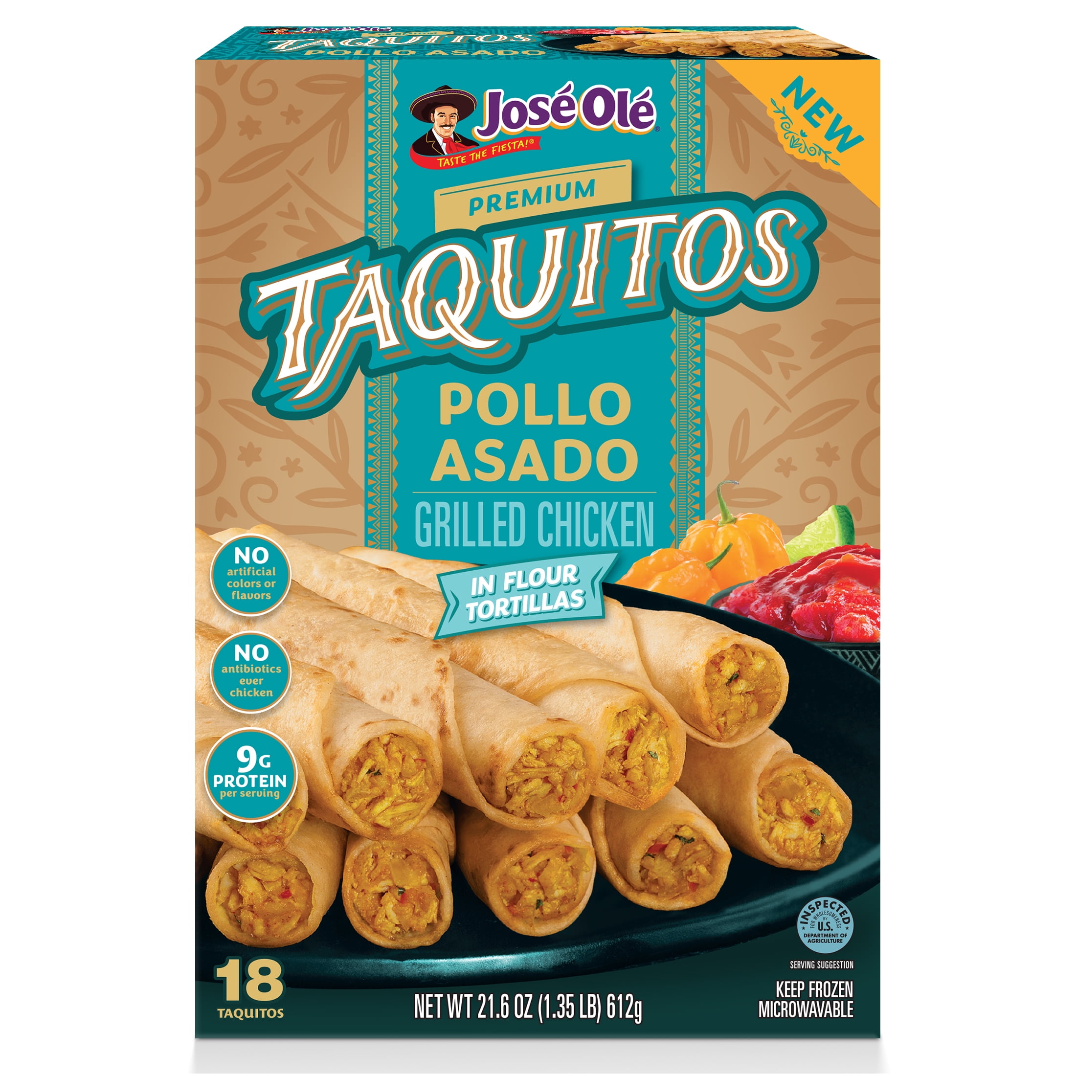 Jose Ole Pollo Asado Chicken Taquitos, Frozen Mexican Snacks