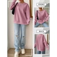 thumbnail image 7 of Xuanfei Women Solid Cable Textured Round Neck Drop Shoulder Long Sleeve Sweatshirt, 7 of 7