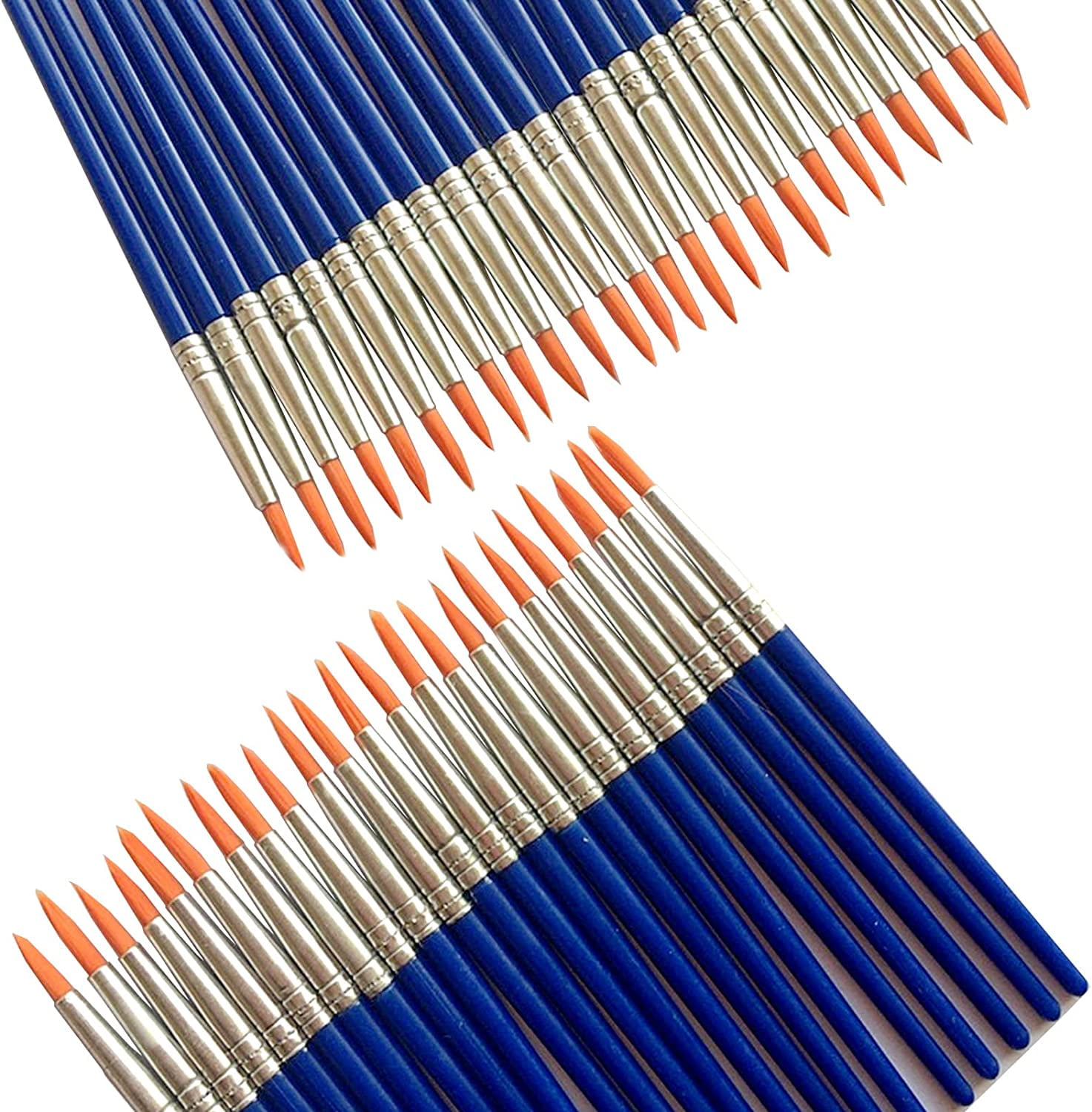 50 Pcs Pointed Round Small Paint Brushes for Kids, Teens, Short Handle
