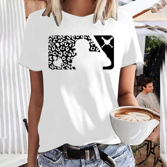 Vivianyo HD Women Top Clothes Plus Size Women Casual Summer Printing Short Sleeves Round Neck Loose T-Shirt Blouse Tops Flash Picks White