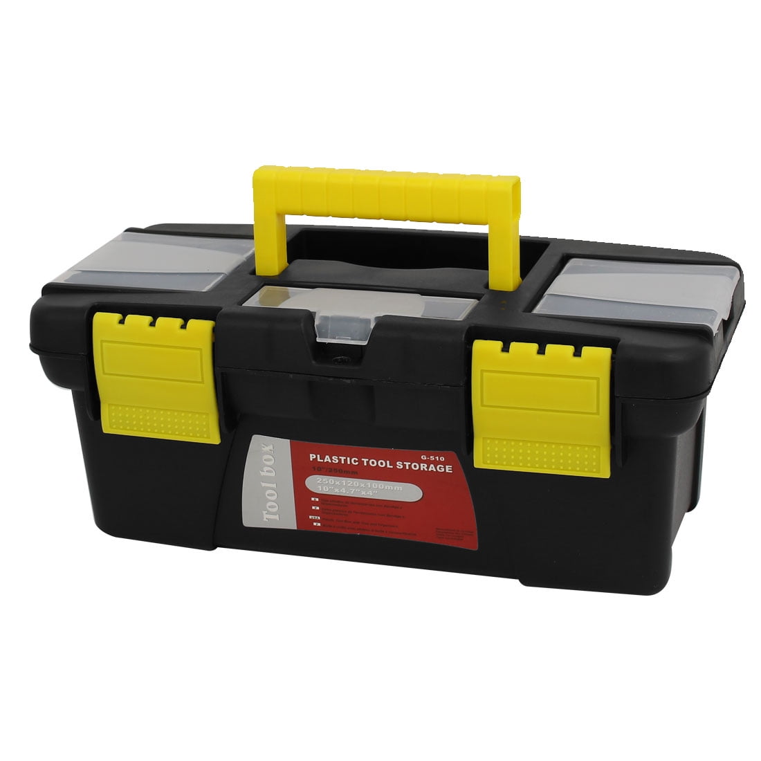 Unique Bargains Gray Yellow Plastic 2 Layers Multipurpose Hardware Tool Box 250mmx120mmx100mm