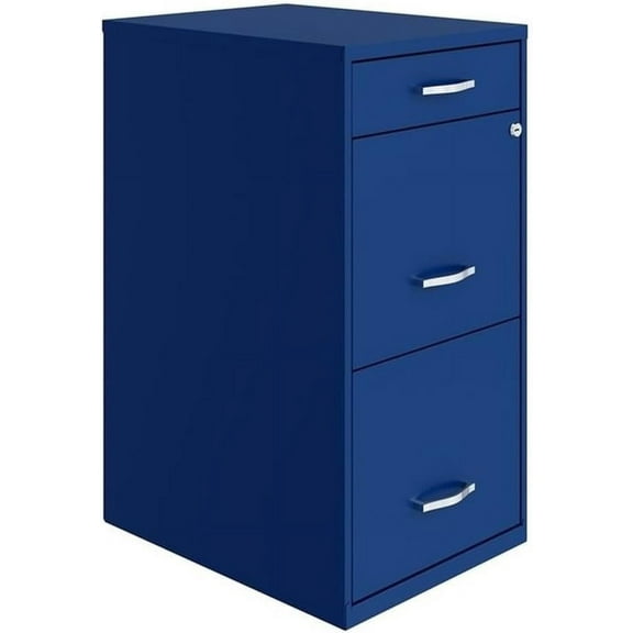 Pemberly Row 18" 3-Drawer Modern Metal Organizer File Cabinet in Blue
