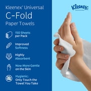 Kleenex Professional Universal C-Fold Folded Paper Towels, Bulk (01500), Absorbent, White (150 Sheets/Pack, 16 Packs/Case, 2,400 Sheet Total)