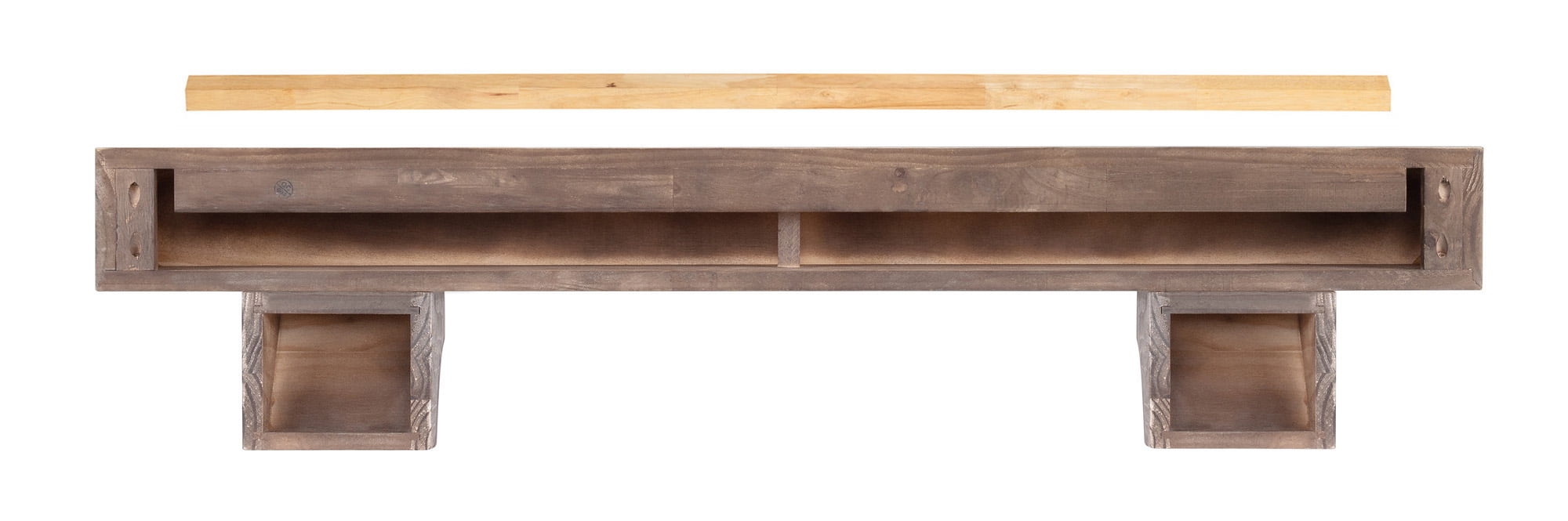 Pearl Mantels Shenandoah Hand Distressed and Hand Finished Premium Pine Wood Mantel Shelf, Chalk Wash Finish, 72"L & 9"D, Versatile Hanging Choices, with or without Corbels (Included)