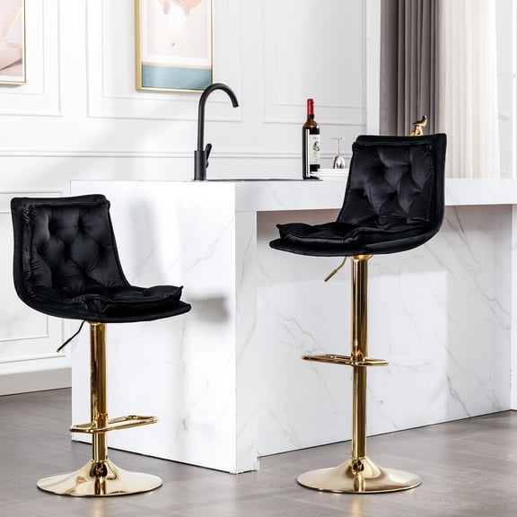 Swivel Function & Soft Velvet / Black Bar Stools for Commercial Bar