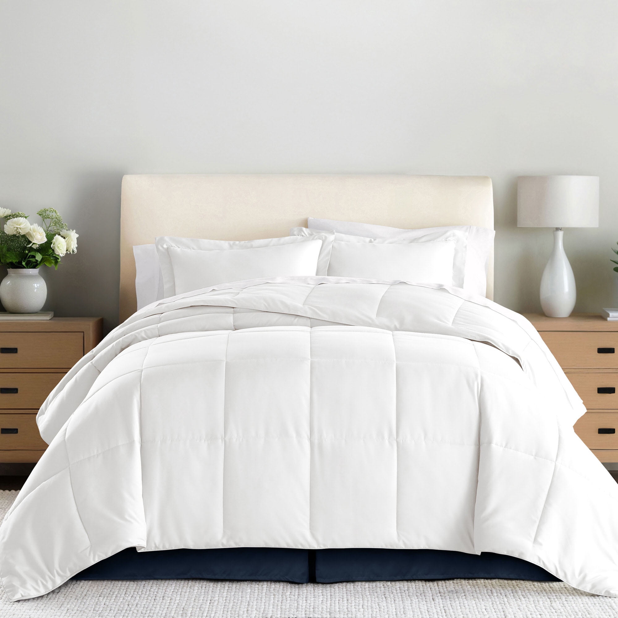 Noble Linens Navy Pleated Dust Ruffle Bed Skirt, Full