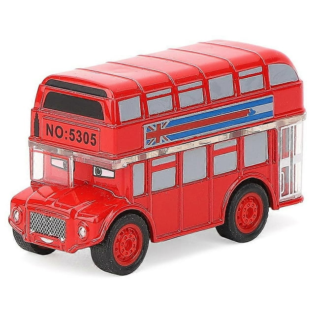 Jouet de voiture en alliage de bus de dessin animé, très réaliste, pour enfants (rouge)