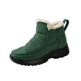 thumbnail image 2 of Womens Winter Snow Boots Thickened Fleeced Lined Round Toe Casual Warm Comfortable Non Slip Ankle Booties Green 9.5, 2 of 8