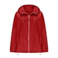 thumbnail image 4 of Snorda Jackets for Women Hooded Rain Jacket Waterproof Windproof Full Zip Jackets Solid Color Lightweight Jackets with Drawstring Hems for Fall Hiking Camping Wear Daily Looks, 4 of 9