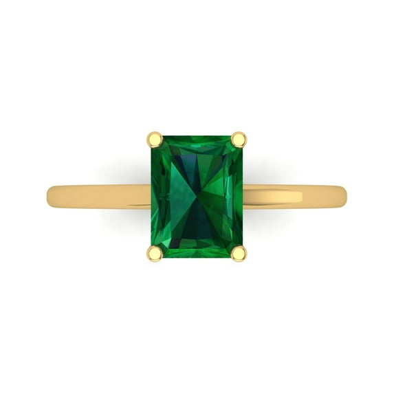 Clara Pucci 14K Yellow Gold 2ct Emerald Solitaire Ring for Women